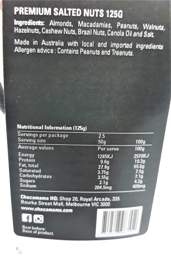 Chocamama Premium Mix Salted Nuts 125g