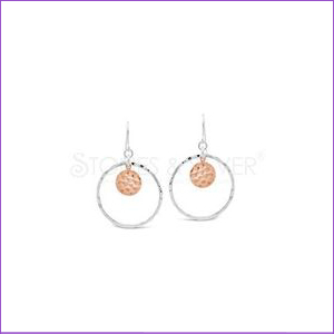 Earrings Beaten Hoop With Rose Gold 4cm