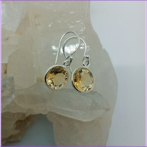 Earrings Citrine Round 10 Mm Ss