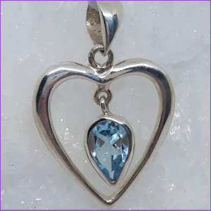 Pendant Heart With Blue Topaz